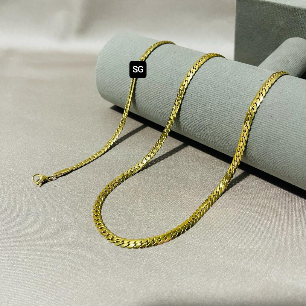 KALUNG TITANIUM PRIA WANITA MODEL SISIK NAGA SILVER/EMAS/HITAM