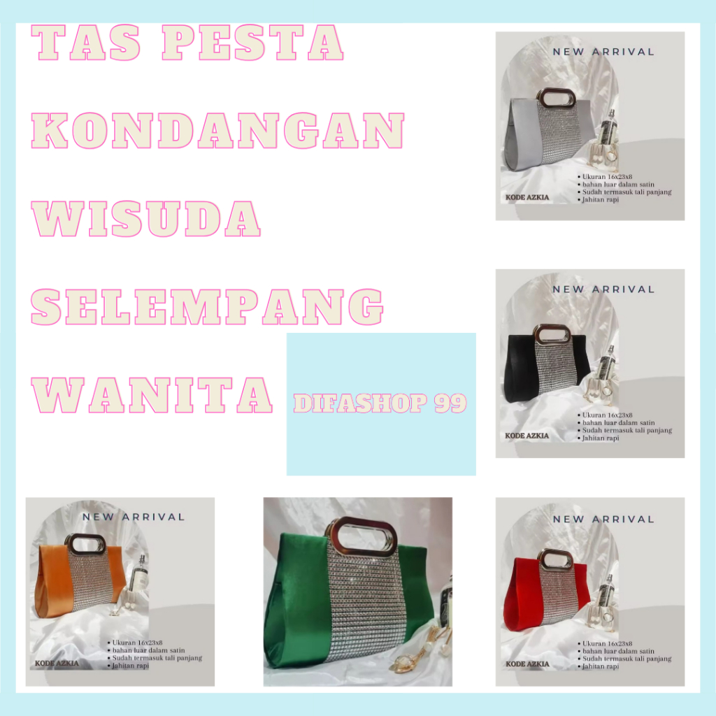 Tas Selempang Pesta Kondangan Mantenan Resepsi Wanita Elegan Bahan Kain Satin Halus Lembut