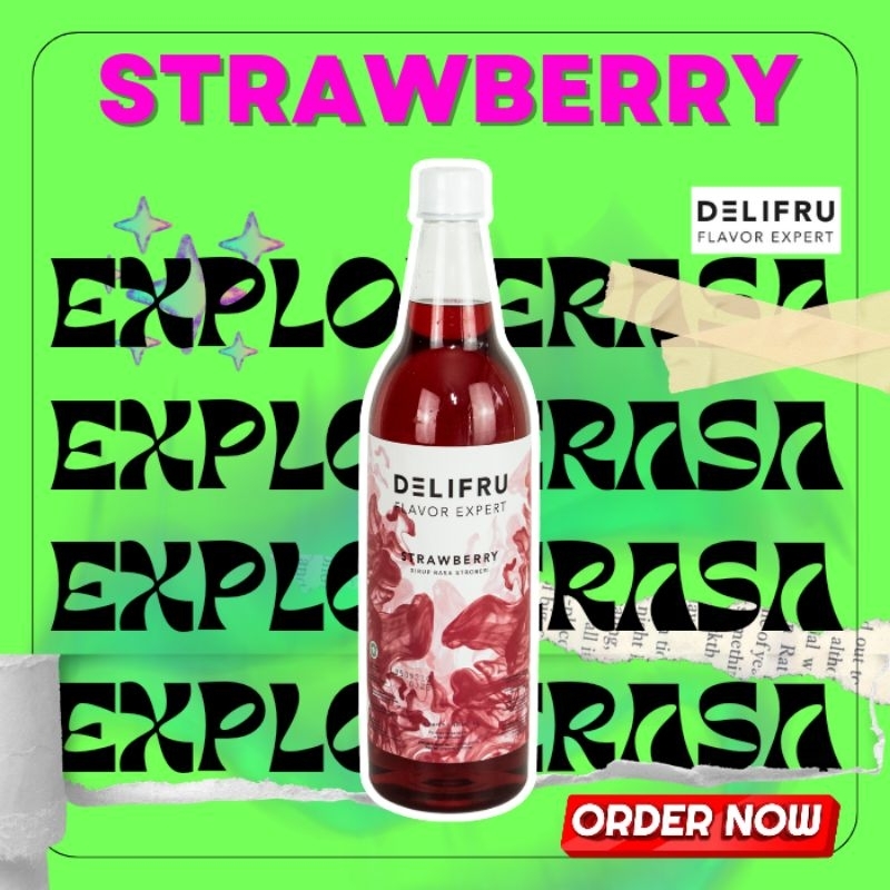 

Delifru syrup rasa strawberry isi 1 liter