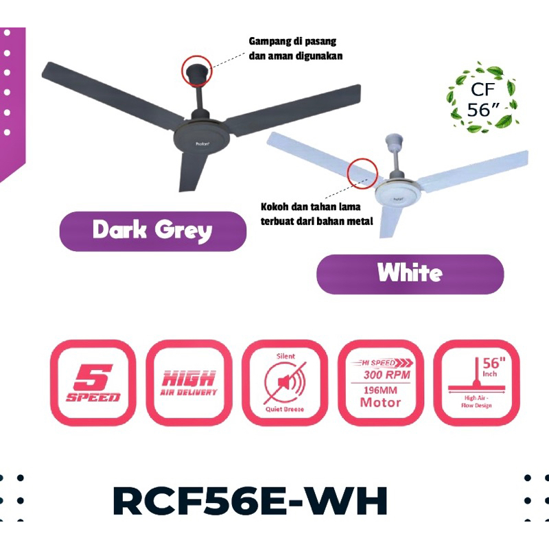 Ceiling Fan Kipas Angin Gantung Besi Besar Plafon Profan PR 56E Heli Fan Besi 3 Daun 56 Inch