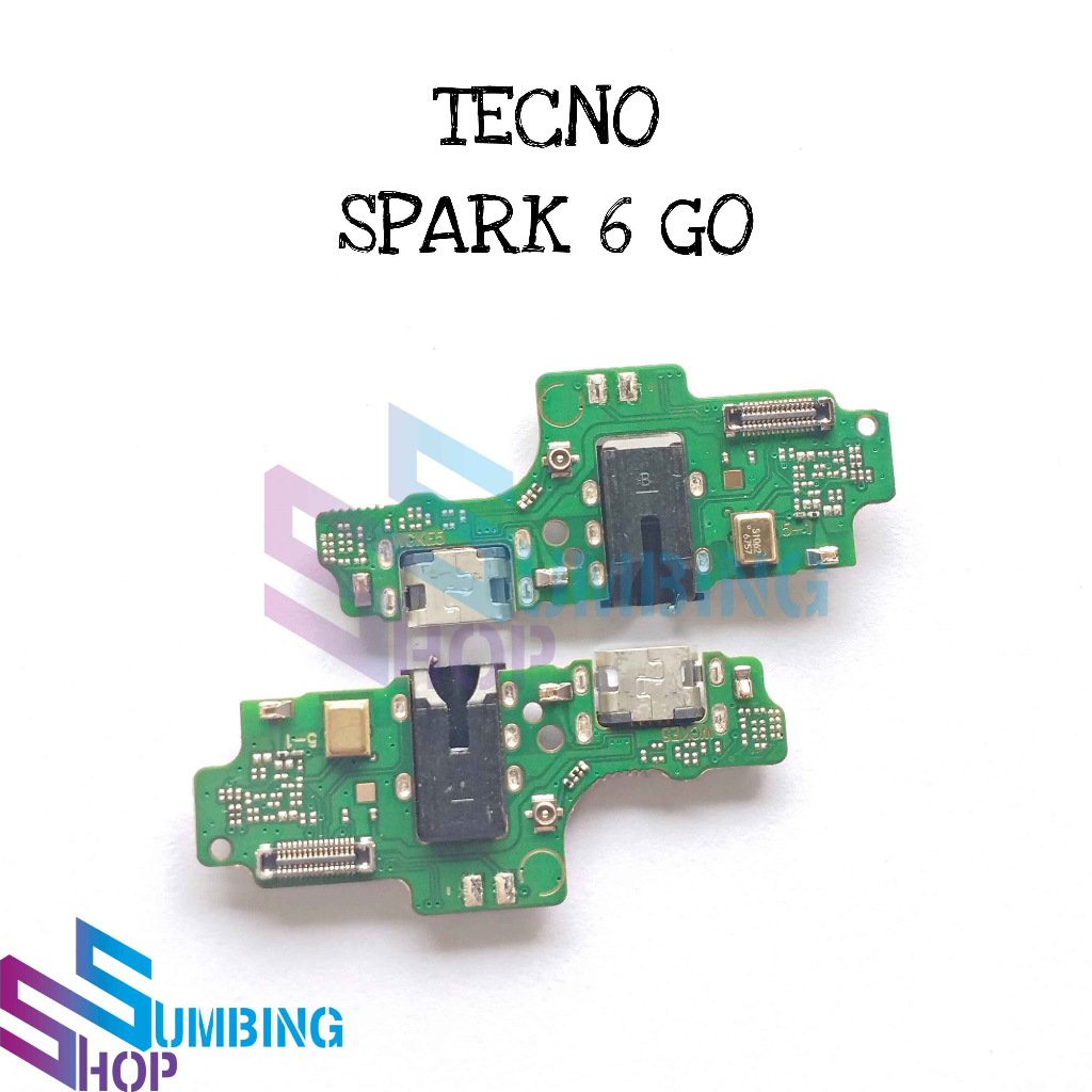 Konektor Charger Tecno Spark 6 Go Pcb Papan Cas Usb Board Mic