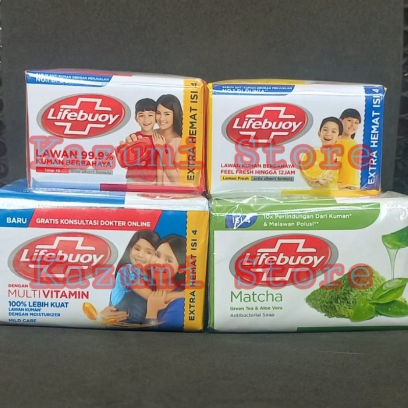 Lifebuoy sabun batang isi 4 100gr | Lifebuoy sabun batang isi 4 60gr