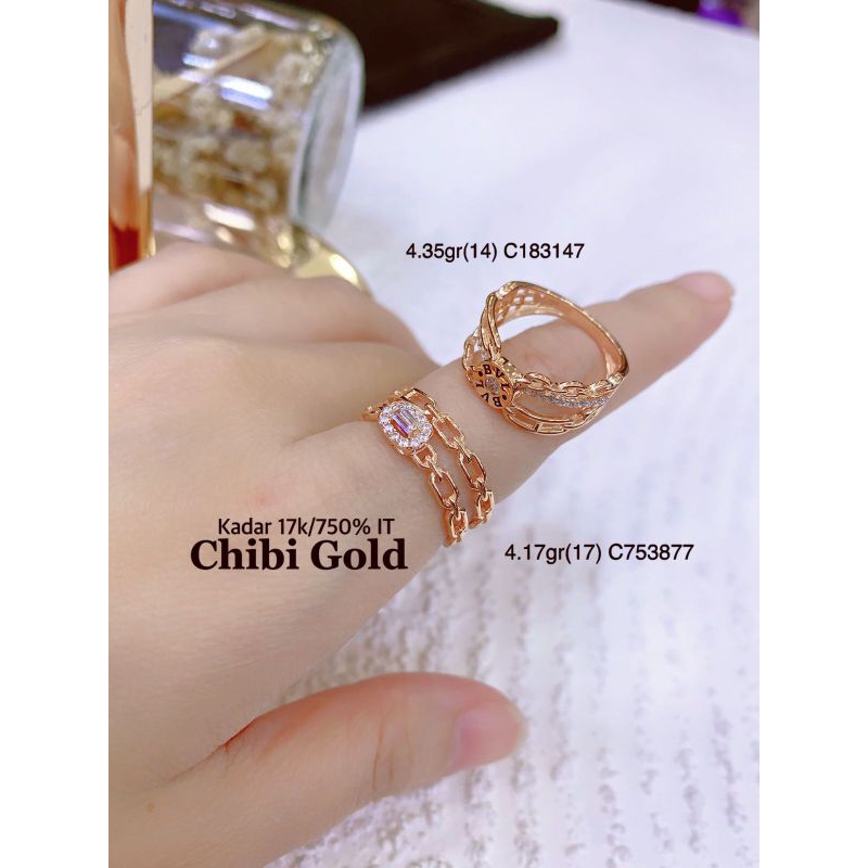 Cincin emas ITALY emas 750 kadar 17K C183147 - chibi