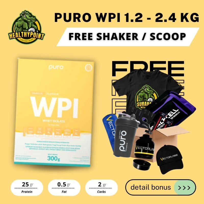 Puro WPI Whey Protein Isolate Grass Fed Labdoor Susu Diet Fitness Gym Suplemen Fitnes Cutting Penuru