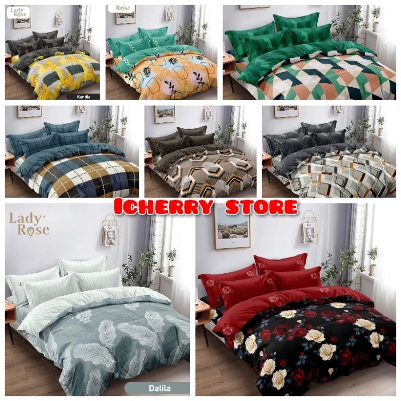 Full Set Bedcover + Sprei Lady Rose 3D Rumbai Extra King 200x200 180x200 Motif Kandia, Sava, Rio, Po