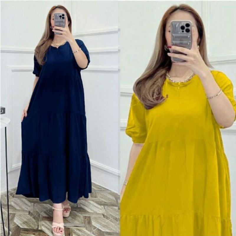 Daster Susun Terbaru Rayon Premium Daster Busui Jumbo Midi Polos Kekinian Dress Casual Outfit Rempel