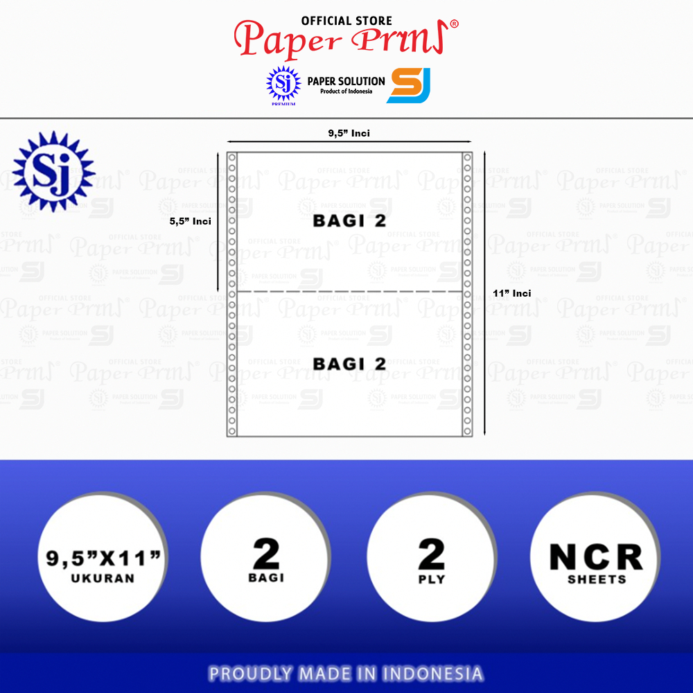 

lkjj SJ Premium Kertas Continuous Form 2PLY NCR 9,5" x 11"/2 (Bagi 2)