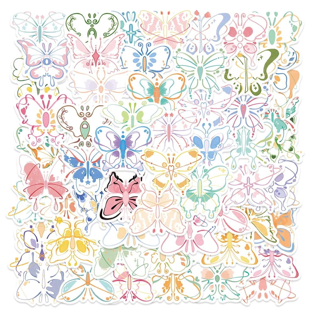 

[ , ] 3pcs Stiker Motif Grafiti Kupu Kupu Warna/ Butterfly Aesthetic untuk Laptop, Handphone