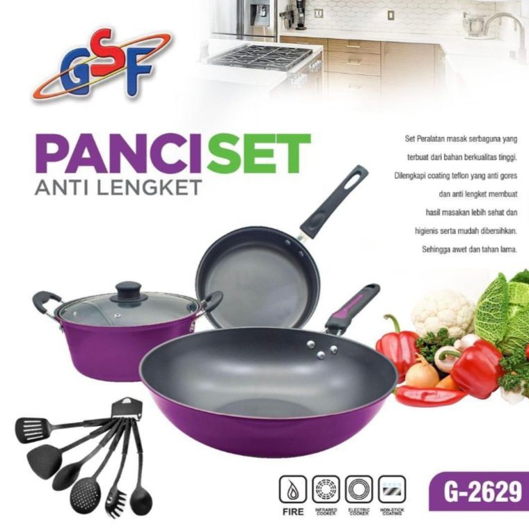 [HOME MART] Panci Set Anti Lengket GSF 2629 Panci Set Anti Lengket Warna GSF2629 Panci Set Warna