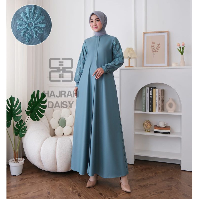 Terbaru Gamis Hajrah Daisy Bahan Katun Toyobo Premium Motif Bordir / Gamis Toyobo 2023