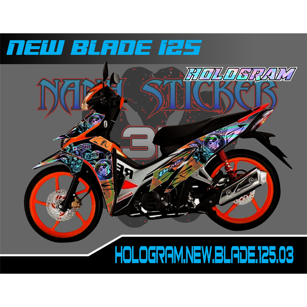 STRIPING VARIASI HOLOGRAM NEW BLADE 125 - Sticker Striping Variasi List Honda NEW BLADE CODE 03