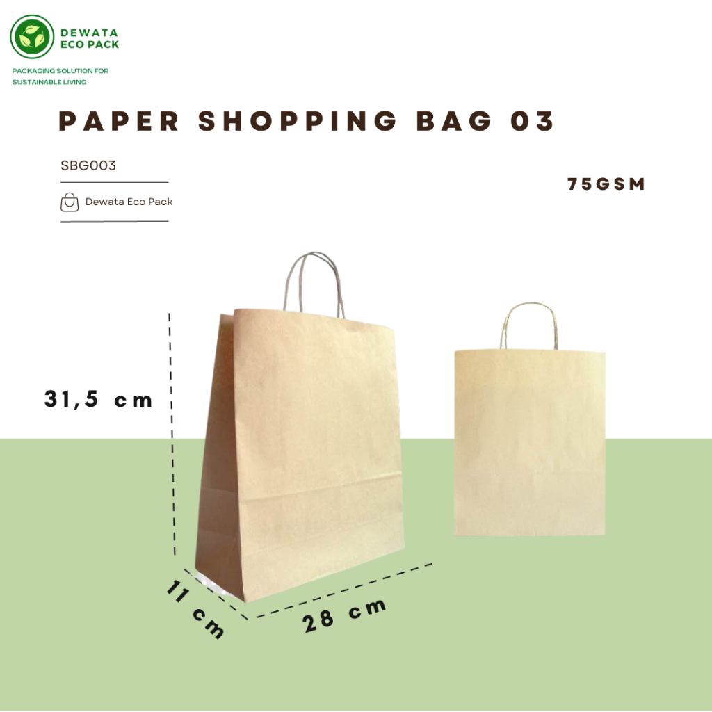 

Shopping Bag 28x11x31.5cm SBG3 / Paper Bag / Paper Shopping Bag / Paper Bag Kraft