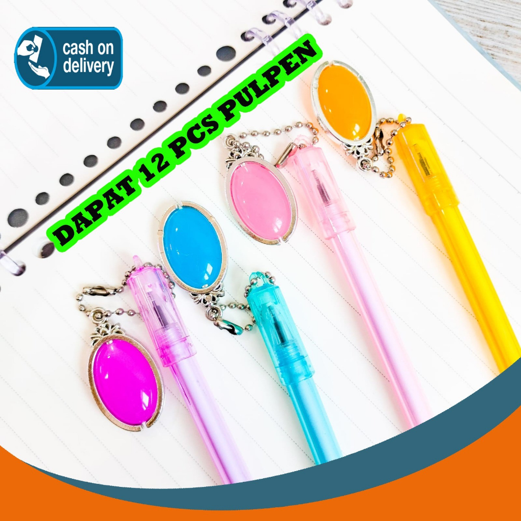 

SELUSIN PULPEN BATU WARNA WARNI BATU CINCIN ISI 12 PCS LUCU PEN GANTUNGAN BOLPEN ALAT TULIS KANTOR COD TERMURAH