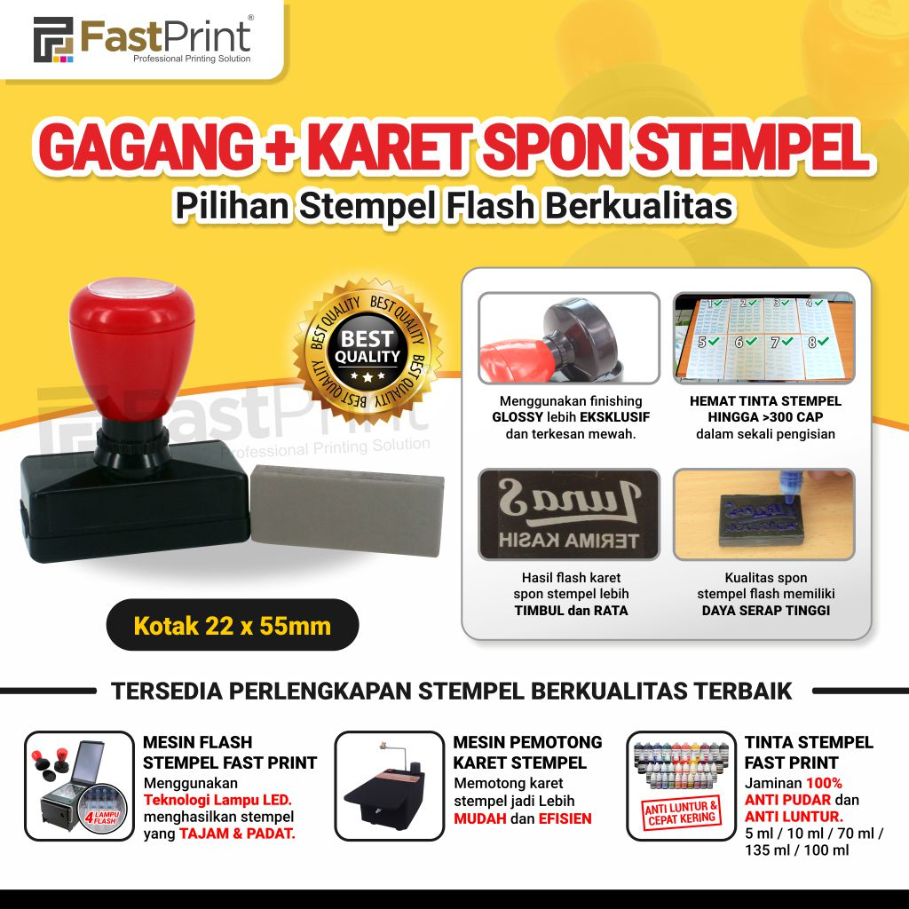 

Fast Print Gagang Stempel Flash Plus Karet Kotak Ukuran 22X55MM