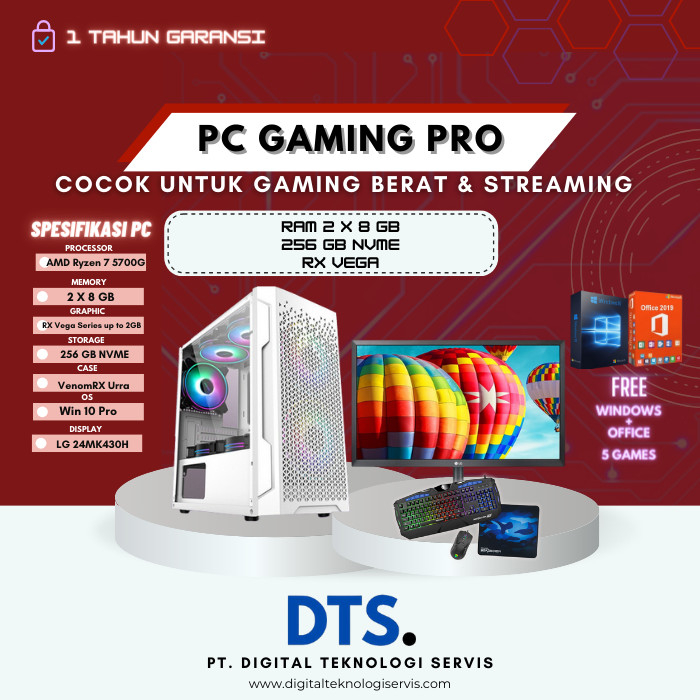 PC Gaming Fullset | Ryzen 7 5700G | Vega 8 | 16GB RAM | 256GB NVME