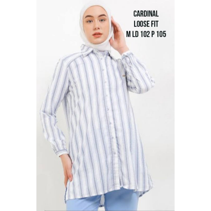 Kemeja Wanita Long Tunik Cardinal Girl Loose Fit