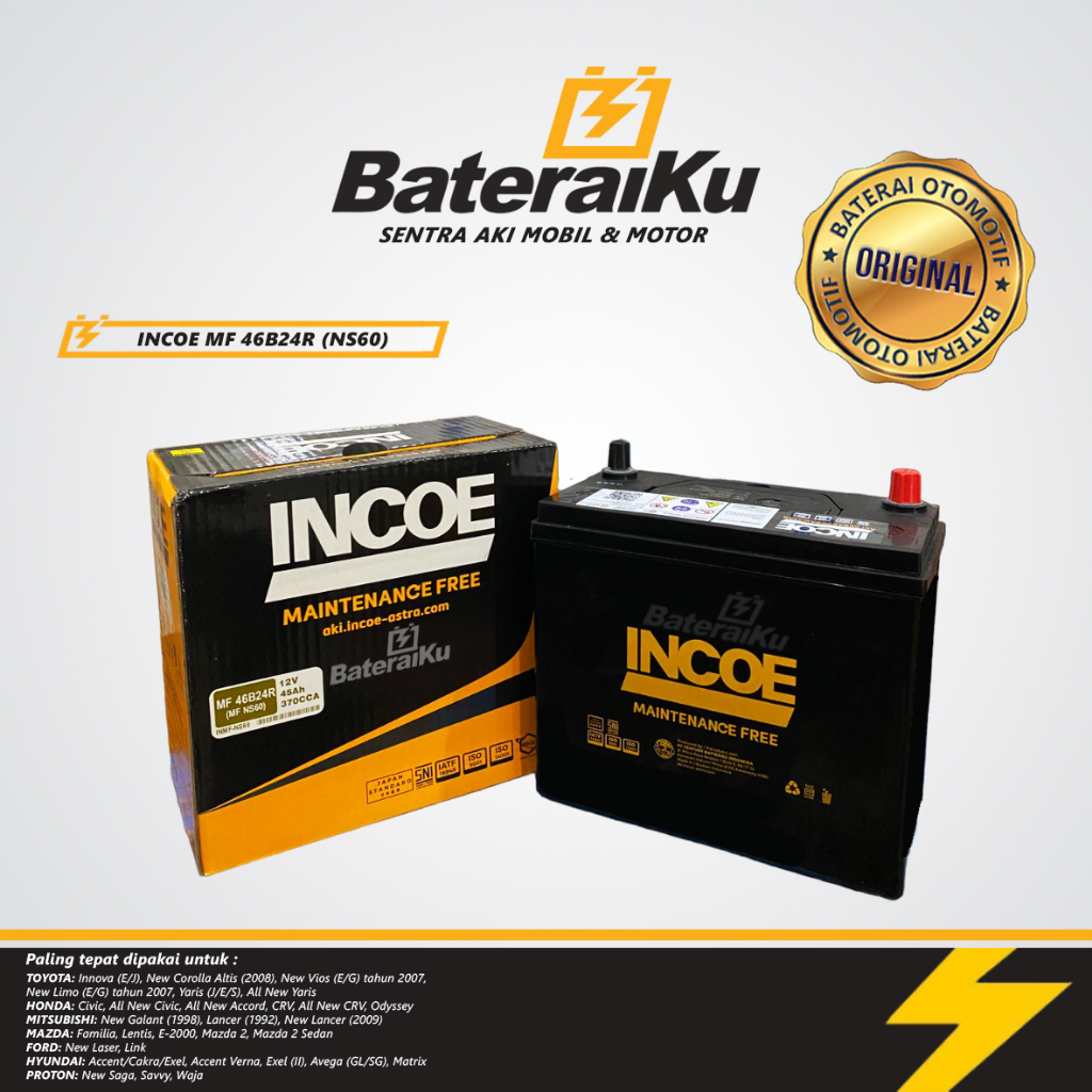 Aki Incoe MF NS60 Aki Kering Aki Mobil Avanza, Xenia, Terios, Apv, Veloz, Rush