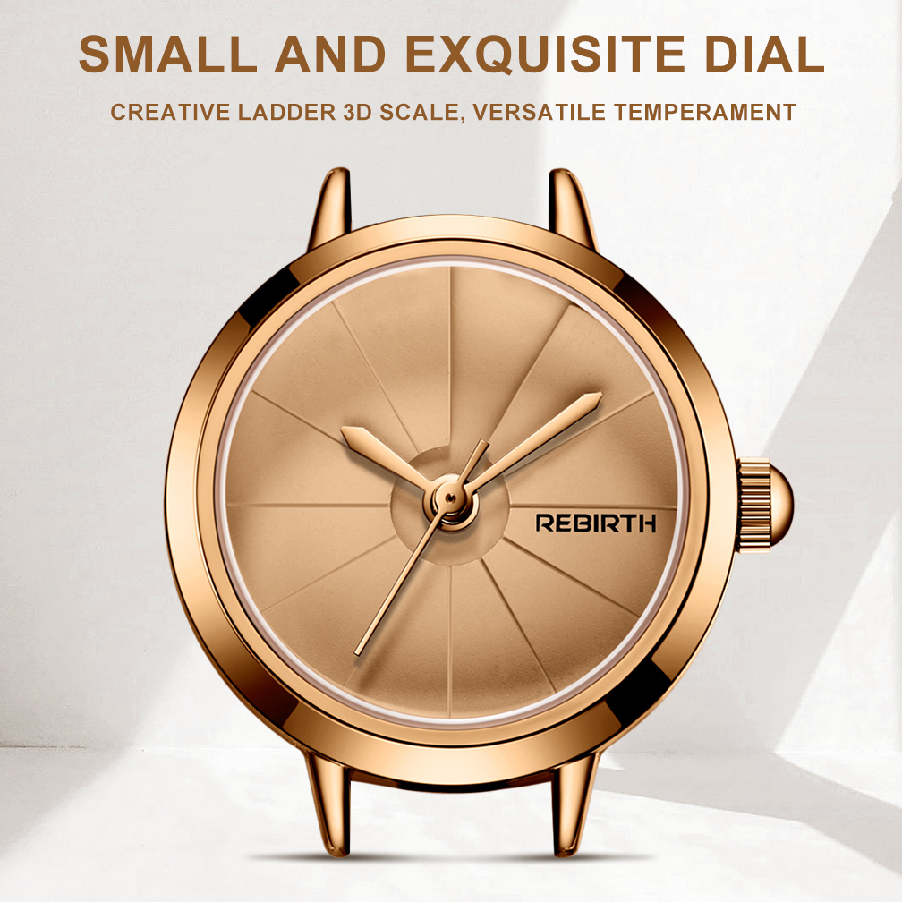 REBIRTH Jam Tangan Wanita Korea Anti Air Panggilan Mini Antik Kasual Tali Kulit Jam Tangan Cewek Original-5