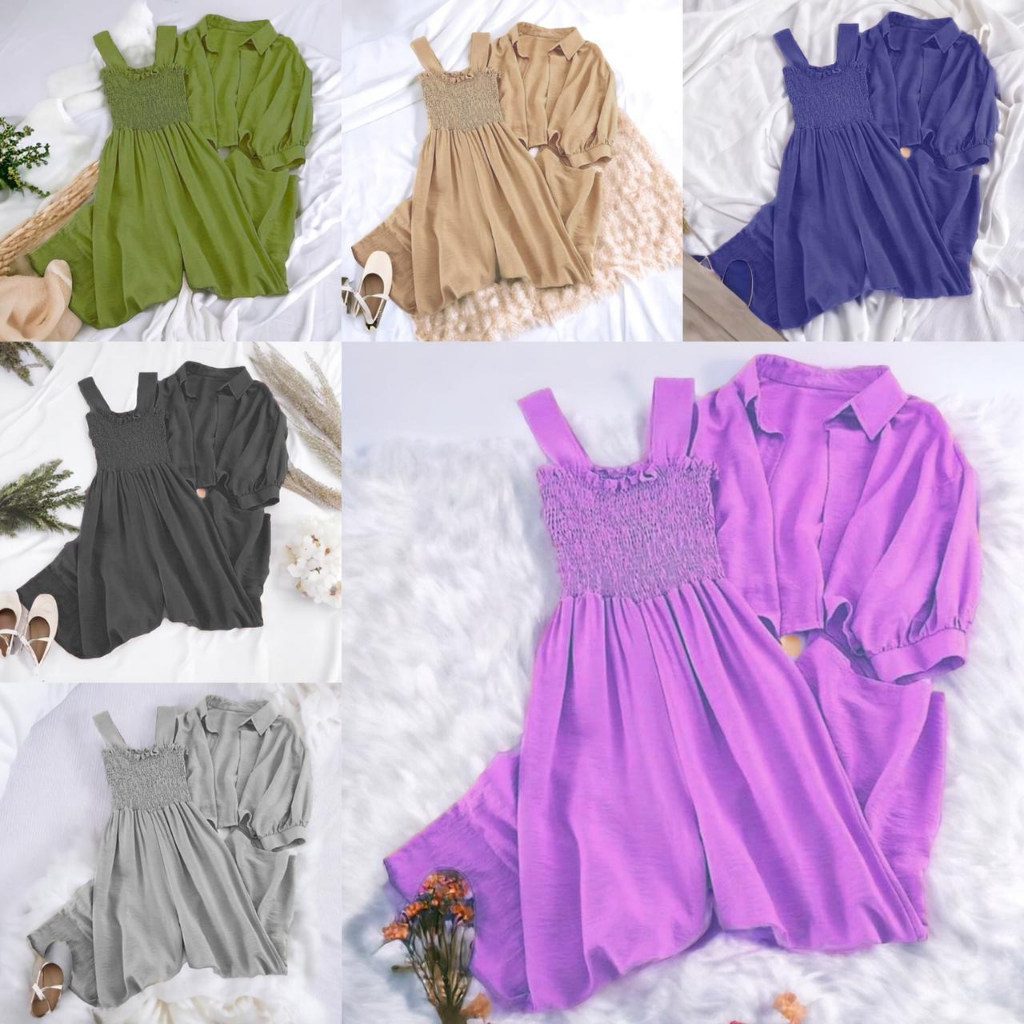 Jamsuit Fashion Wanita Korea Style Celana Panjang GRATIS OUTER Jumsuit Sabrina Kerut Cute Celana Lon