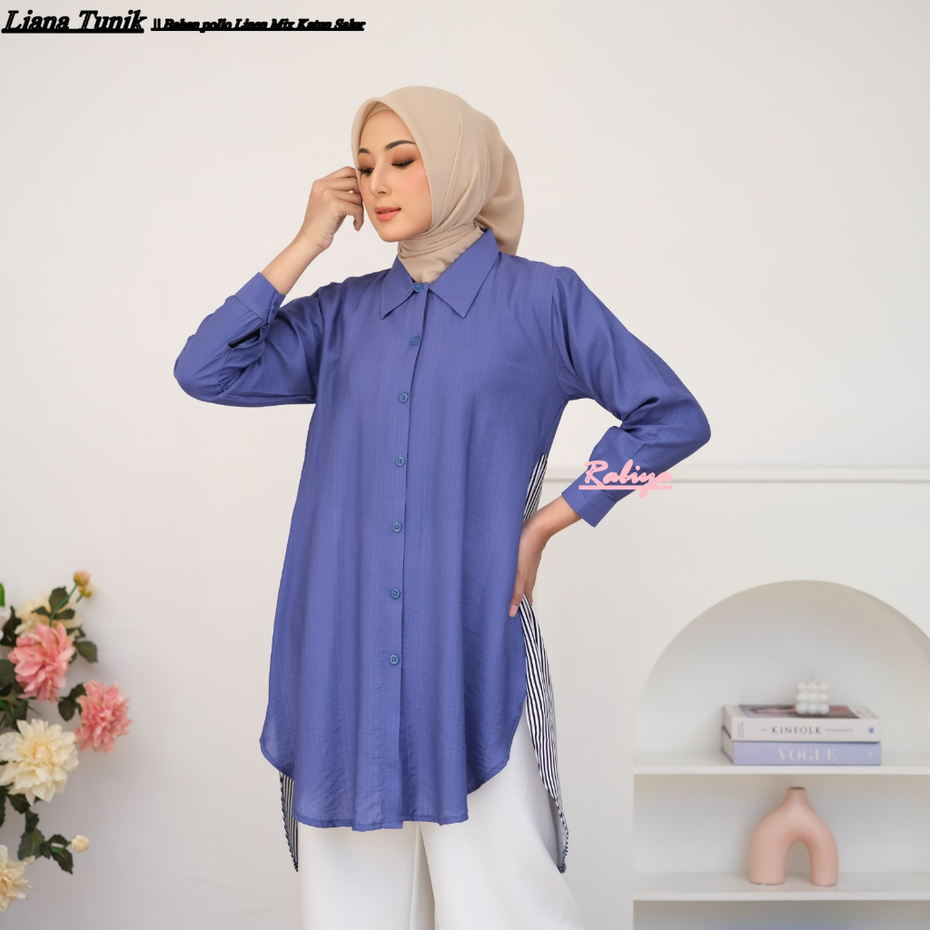 tunik jumbo / atasan wanita jumbo katun salur ld 100 110 120 130 140