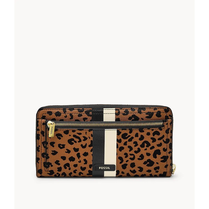 F0ssil Logan RFID Zip Around Clutch Cheetah