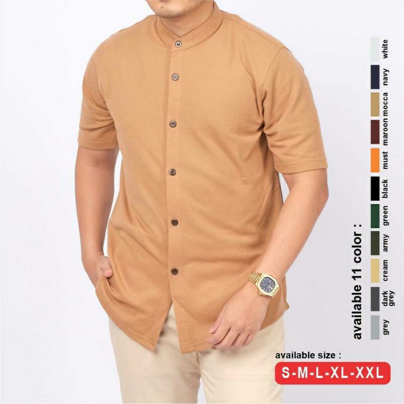 kemeja pria lengan pendek kerah shanghai