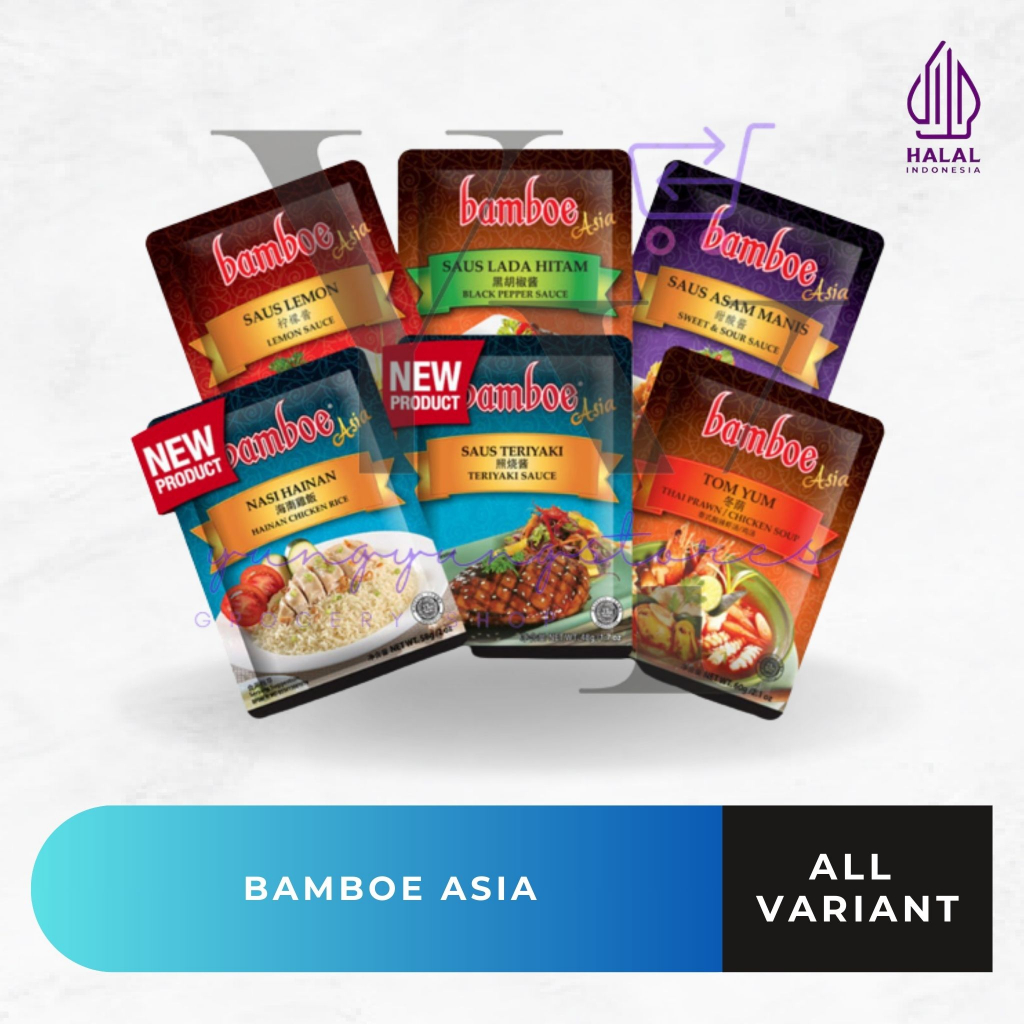 

Bamboe Bumbu Instant Asia Saus Lada Hitam / Asam Manis / Lemon / Tomyum / Teriyaki / Hainan / Bulgogi / Sup Ayam Thailand