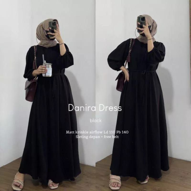 UKURAN S M L XL XXL DANIRA DRESS CRINCLE AIRFLOW GAMIS TERBARU