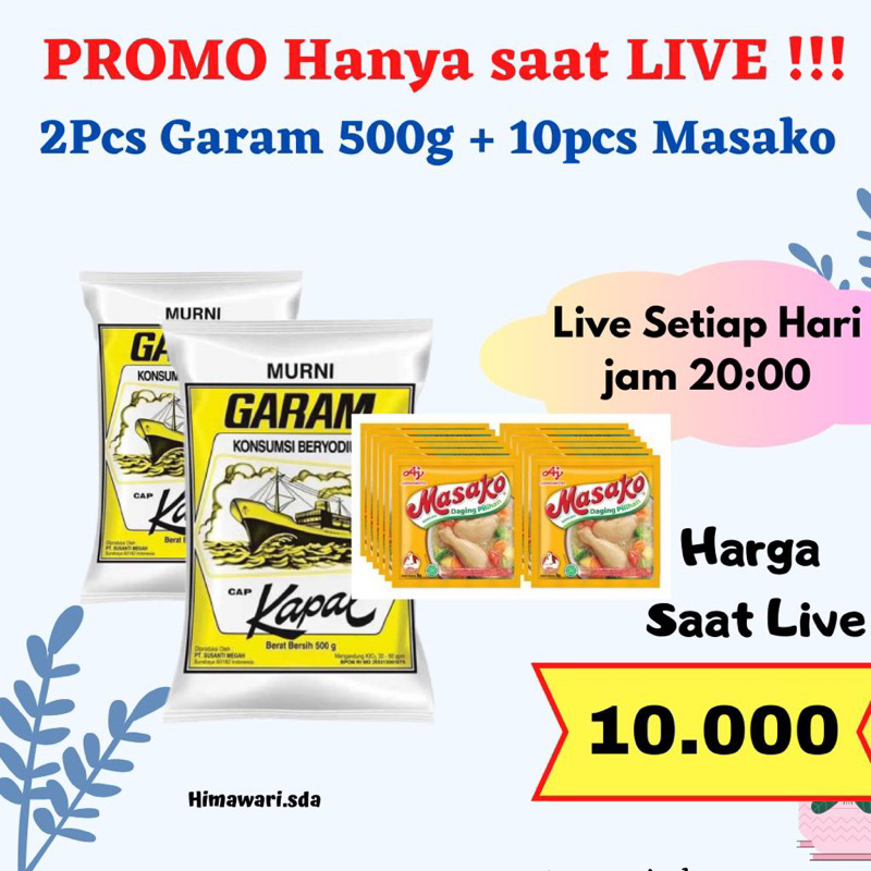 

2pca Garam 500ml Cap Kapal +6 masako