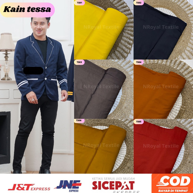 kain TESSA polos premium meteran untuk seragam lebar 150 cm