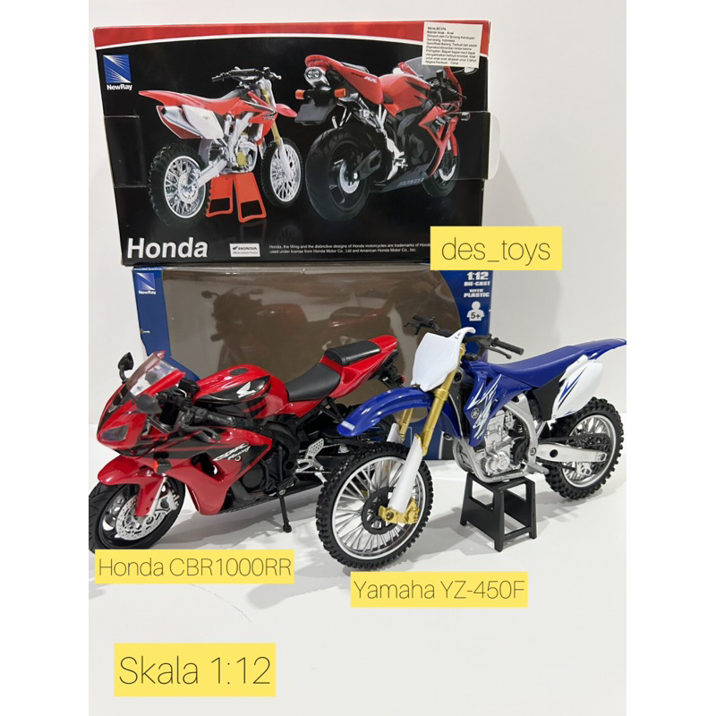 MOTOR TRAIL YAMAHA YZ-450F 1:12/HONDA CBR 1000RR DC MINIATUR MAINAN ANAK