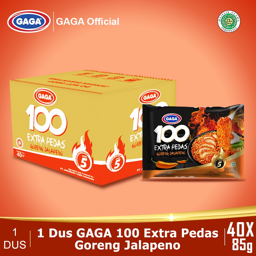 Jual Mie GAGA 100 Extra Pedas Goreng Jalapeno 85g (1 dus isi 40 pcs)