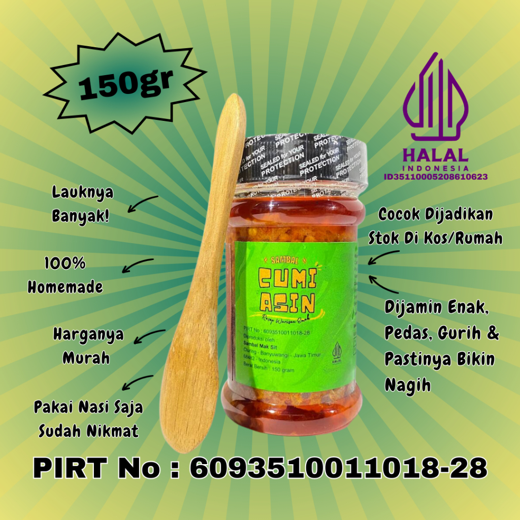 

Sambal Cumi Asin Pawon Mak Sit Best Seller 150 Gr / Sambal Lauk Terbaik