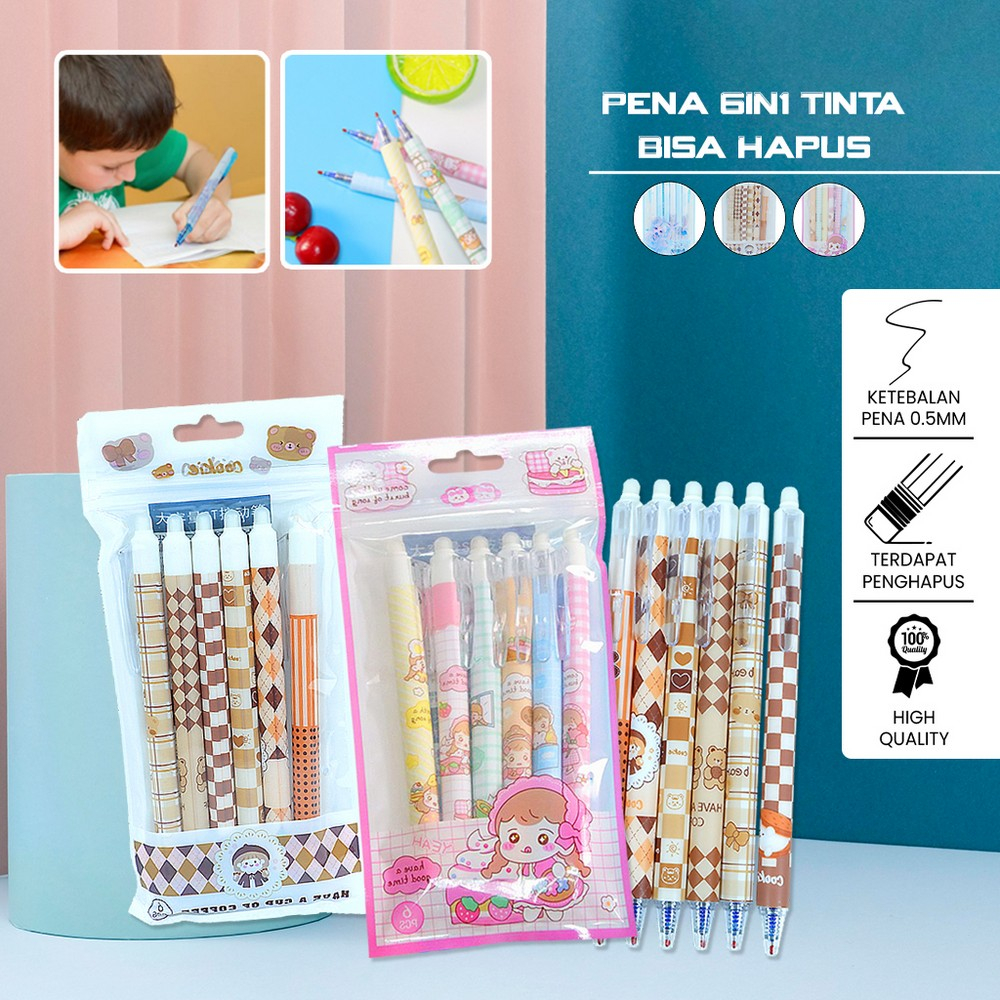

Pulpen Set 6IN1 0.5MM Tinta Bisa di Hapus Motif Karakter Lucu / Eraseble Pen Set Cetek Cetekan Kartun / Pena Mekanik Anak Sekolah / Eraser Pen ST Stockami A68