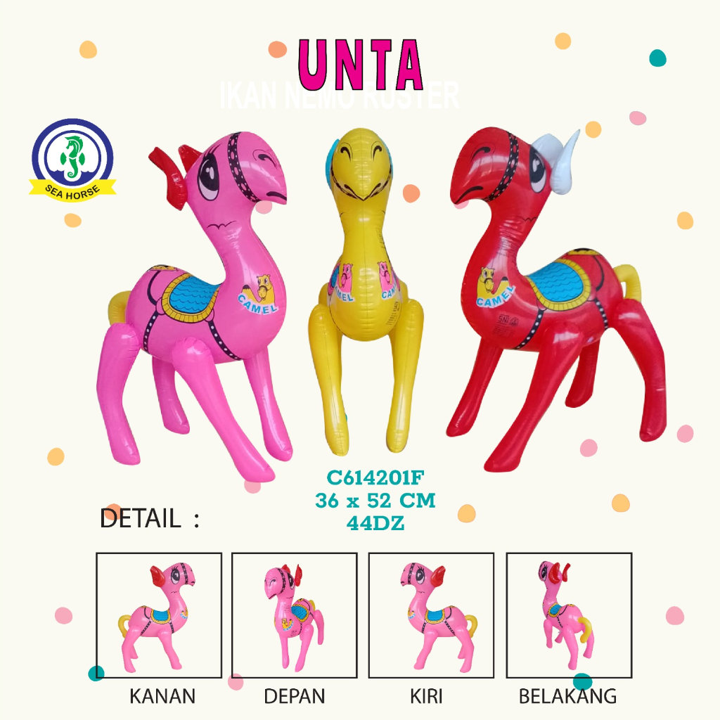 Mainan Anak Balon Tiup Karakter Unta Premium PVC SNI Best Quality