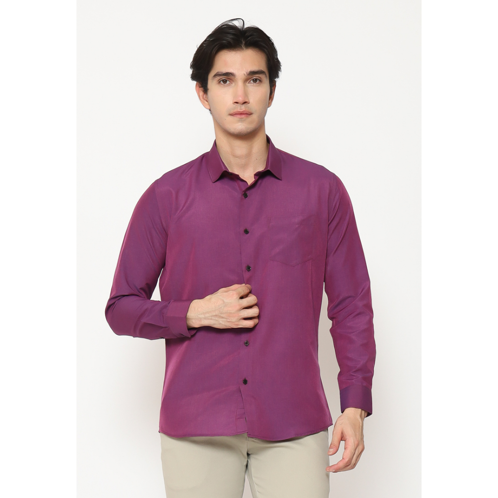 MAGINOT Kemeja Pria Basic Polos Panjang PURPLE