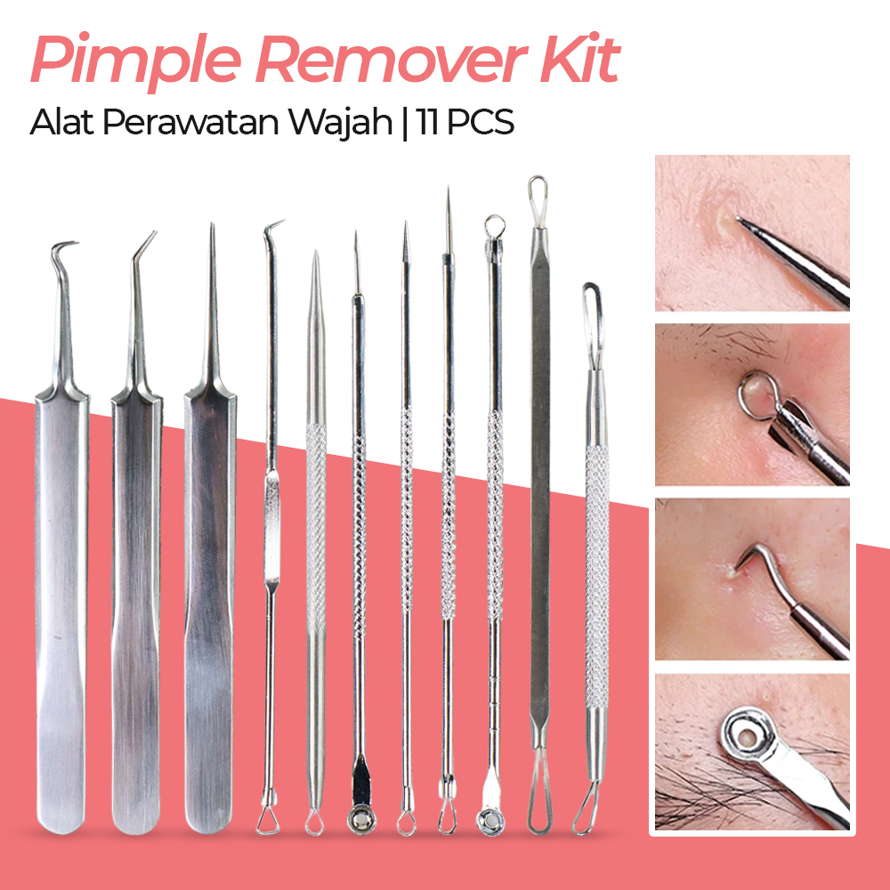 Alat Perawatan Wajah Pinset Pembersih Jerawat Komedo 11 Pcs - ALAT KECANTIKAN