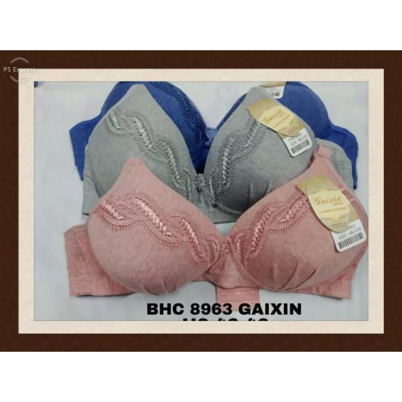 Ecer Bra Wanita Gaixin 8963 katun misti Pengait 3 Tanpa Kawat, Bra Wanita Import Termurah