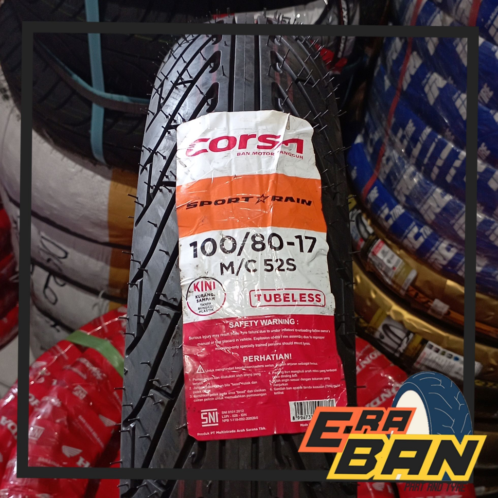 BAN LUAR CORSA SPORT RAIN 100 80 RING 17 TUBELESS