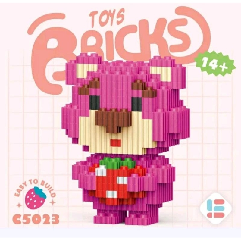 Nano Block Mainan Balok Building Block Nano Blok Nano Bricks Balok Susun Mainan Edukasi 3D DIY Disney Series Lotso Beruang Strawberry