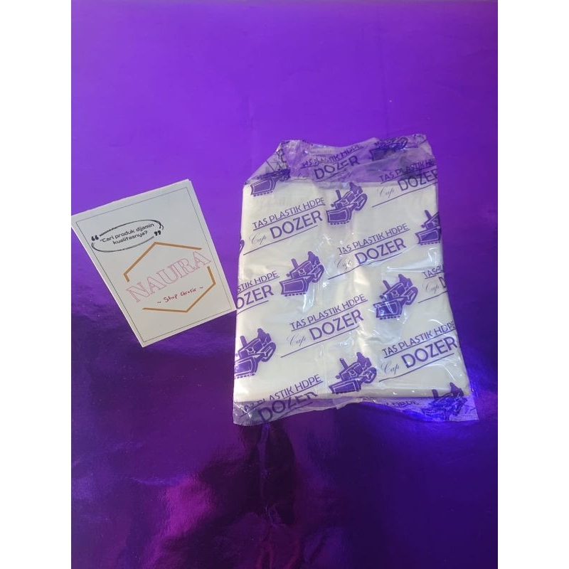 kantong kresek bening dozer ungu
