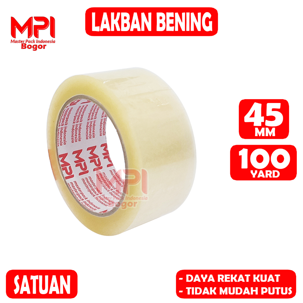 

Lakban Bening Besar MPI 45 mm x 100 yard - Lakban Packing Murah Berkualitas