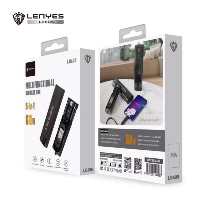 Kabel Data Lenyes 5in1 Multifungsi LB-605 60W Strorage Box