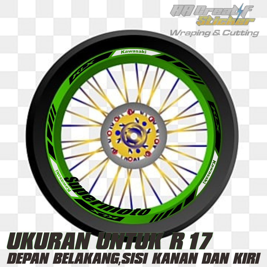 STICKER VELK KAWASAKI KLX UKURAN VELK R17 CUSTOM