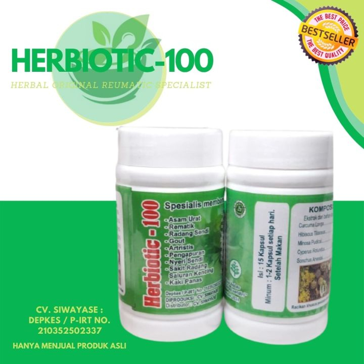 Original Herbiotic 100 Atasi Nyeri Tulang Sendi Asam Urat Rematik Sakit Pinggang Pungung Pegal Linu 
