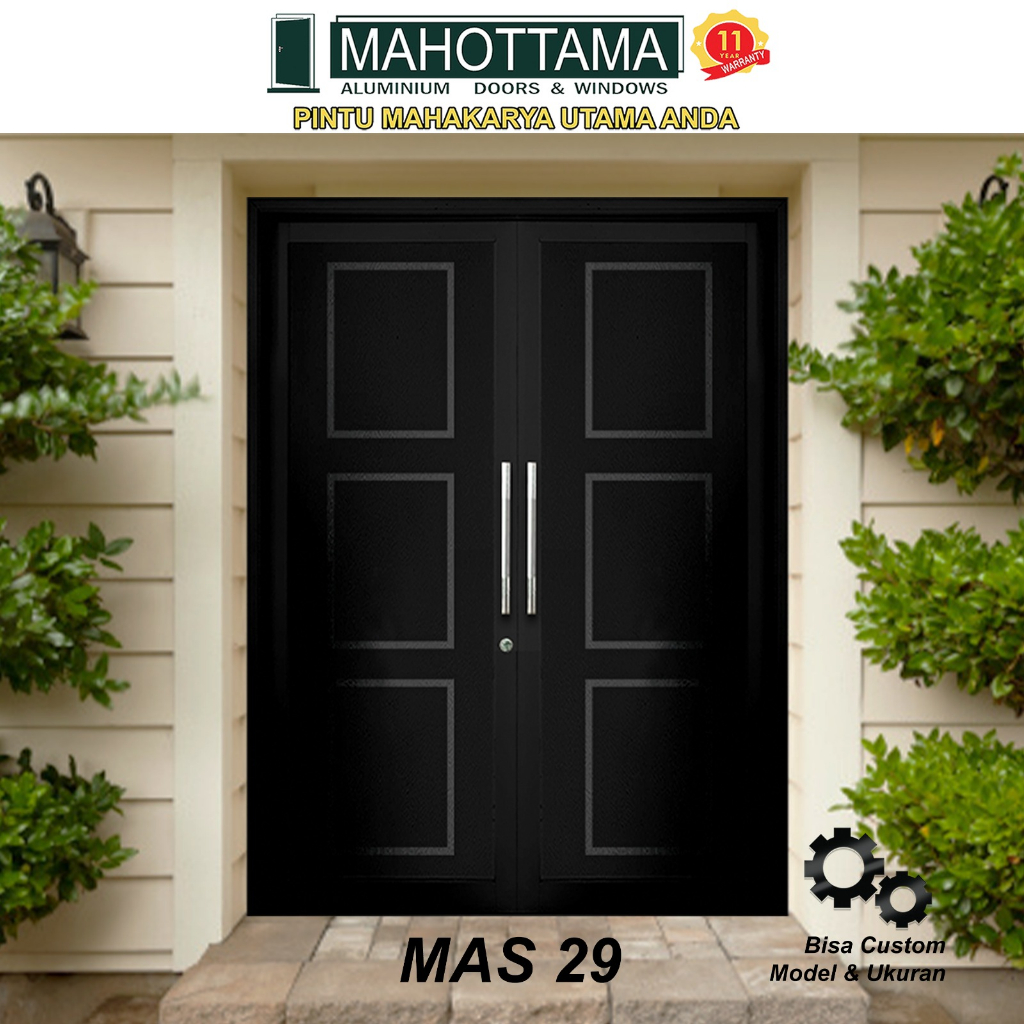 MAHOTTAMA - Pintu Rumah Utama Kamar Tidur Kamar Mandi Aluminium 174 x 215cm 1 Set Kunci Handle Engse