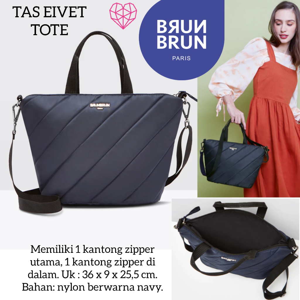 TAS EIVET TOTE BRUNBRUN BRUN PARIS TAS BAHU SELEMPANG BIRU NAVY WANITA SLING TOTE BAG
