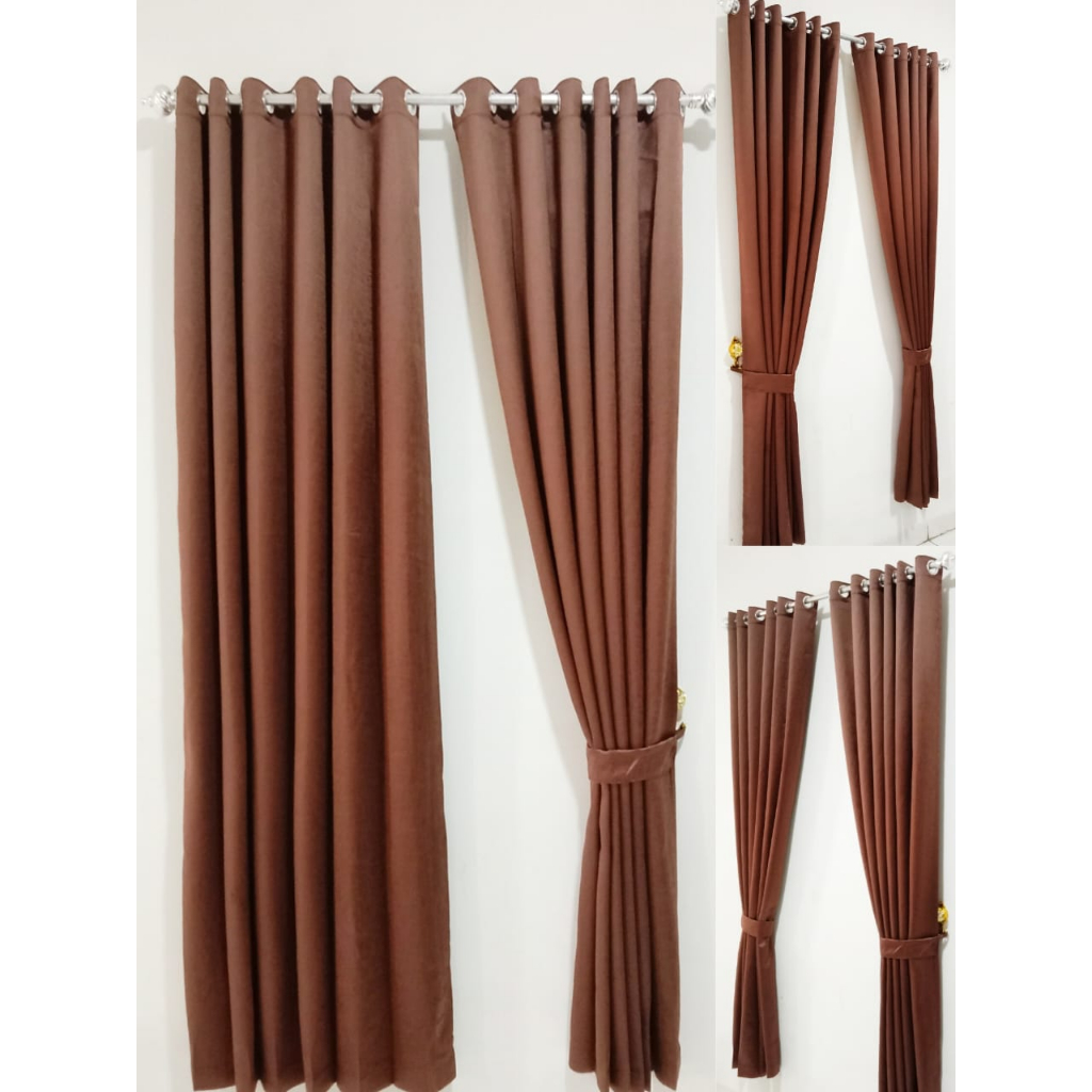GORDEN BLACKOUT GORDENG POLOS GORDYN JENDELA HORDENG PINTU MINIMALIS WARNA COKLAT TUA