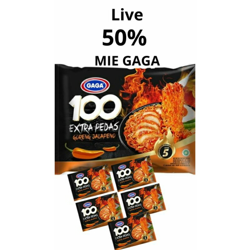 

Mie GAGA100 goreng jalapeno isi 5 bonus 1
