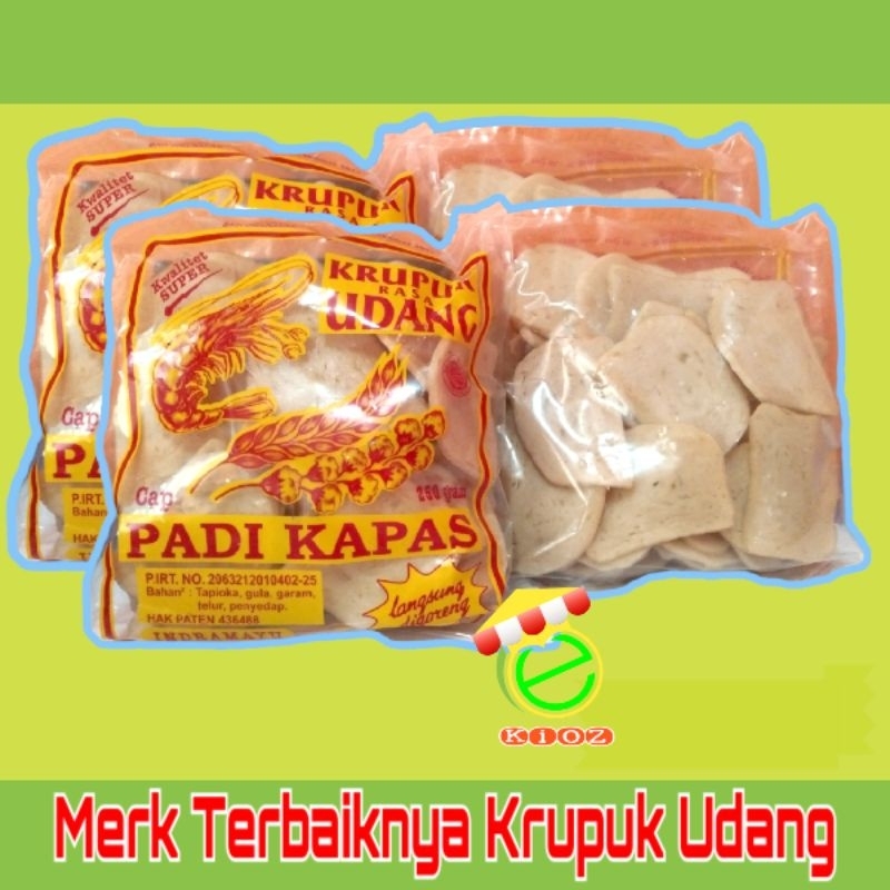 

Kerupuk Udang Padi Kapas Ukuran Jumbo dan Sedang 250gr Asli Indramayu